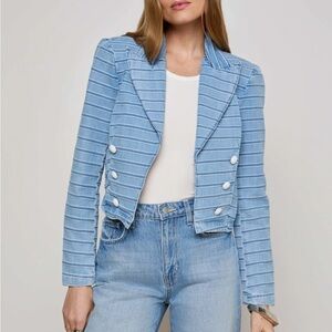 L'AGENCE Dolly Striped Denim Blazer in Tempe